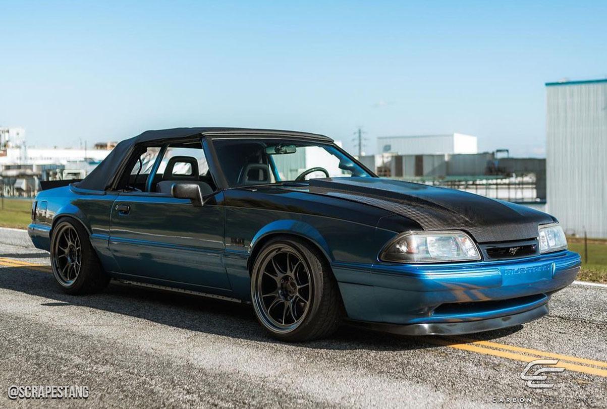 1987-1993 Ford Mustang Carbon Creations 2" Cowl Carbon Fiber Hood - Image 2