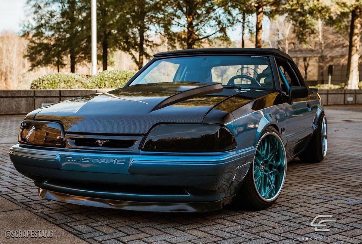 1987-1993 Ford Mustang Carbon Creations 2" Cowl Carbon Fiber Hood - Image 3