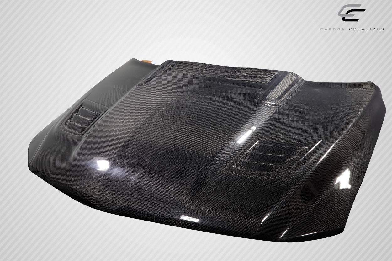 2019-2025 Dodge Ram Carbon Creations Rebel Look Carbon Fiber Hood - Image 3