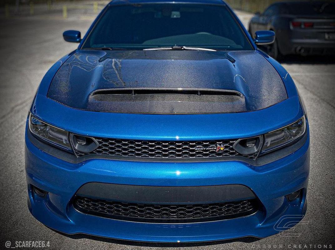 2015-2023 Dodge Charger Carbon Creations Demon Look Carbon Fiber Hood - Image 3