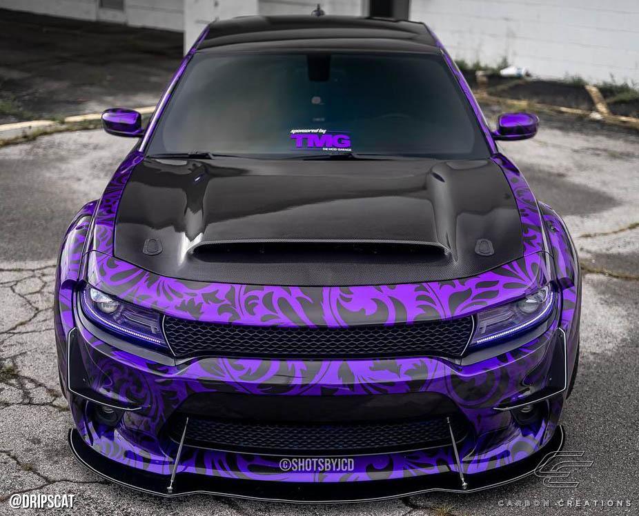 2015-2023 Dodge Charger Carbon Creations Demon Look Carbon Fiber Hood - Image 4