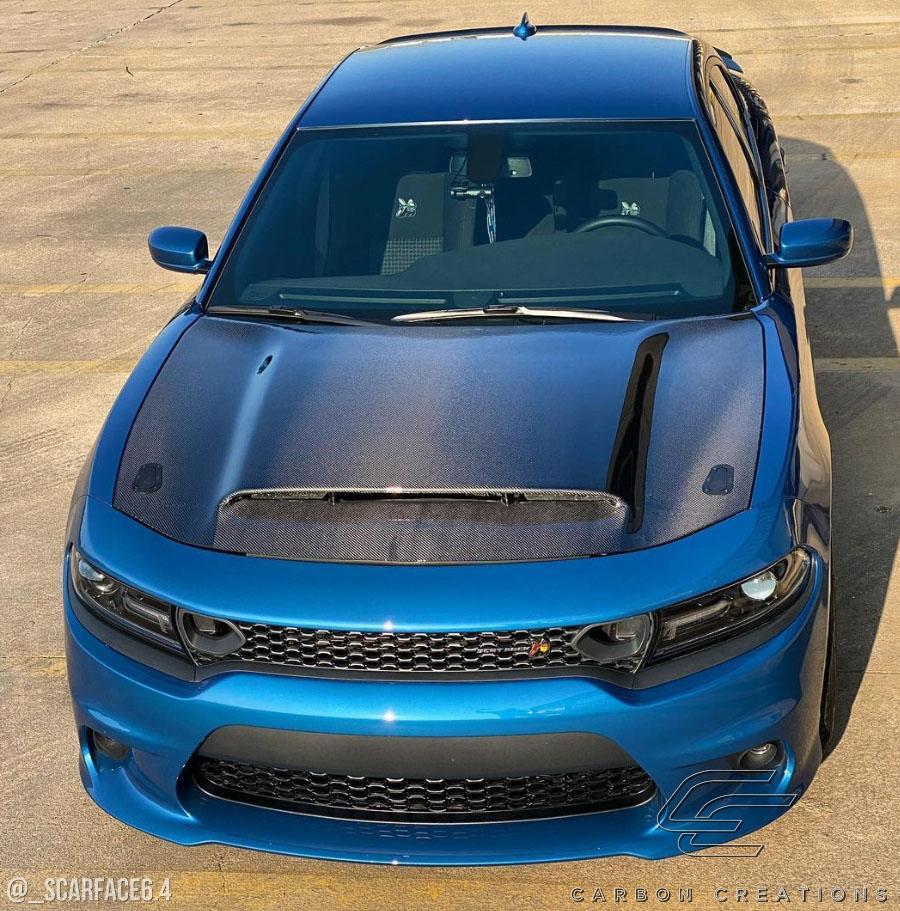 2015-2023 Dodge Charger Carbon Creations Demon Look Carbon Fiber Hood - Image 5
