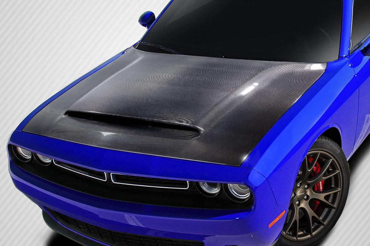 2008-2023 Dodge Challenger Carbon Creations Demon Look Carbon Fiber Hood - Image 3