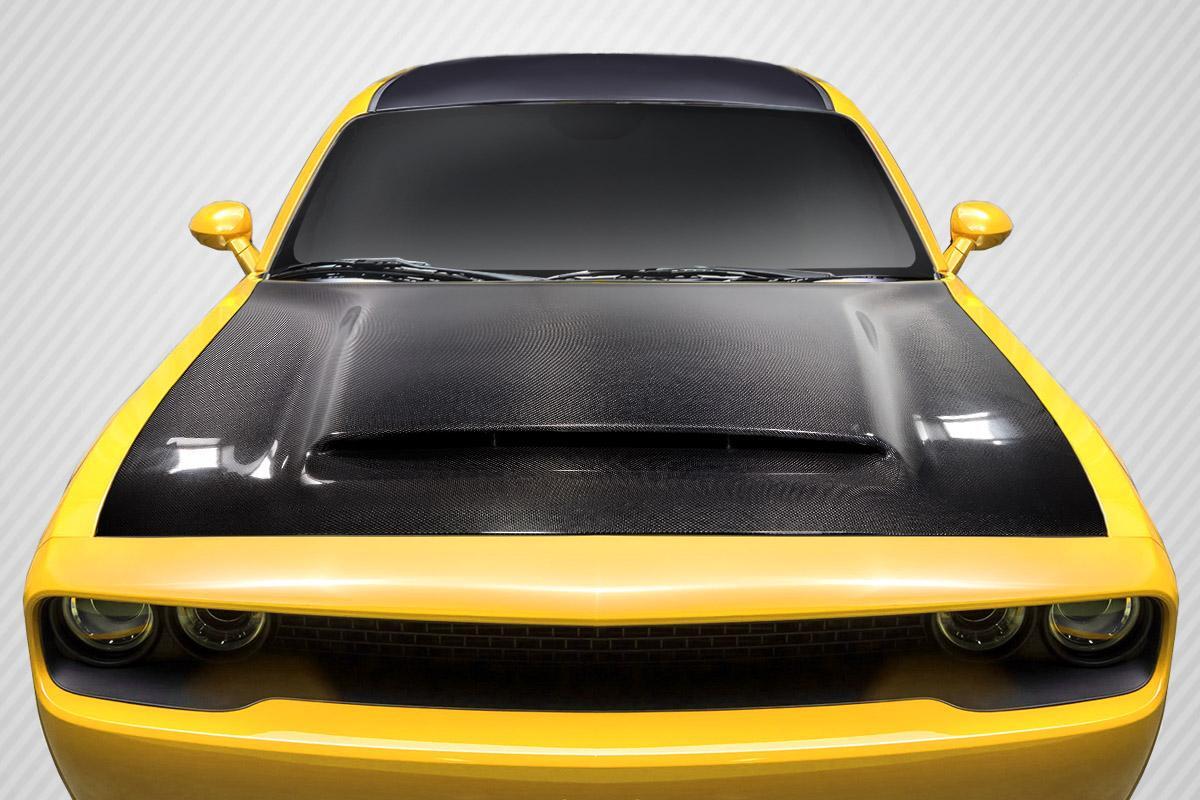 2008-2023 Dodge Challenger Carbon Creations Demon Look Carbon Fiber Hood - Image 4