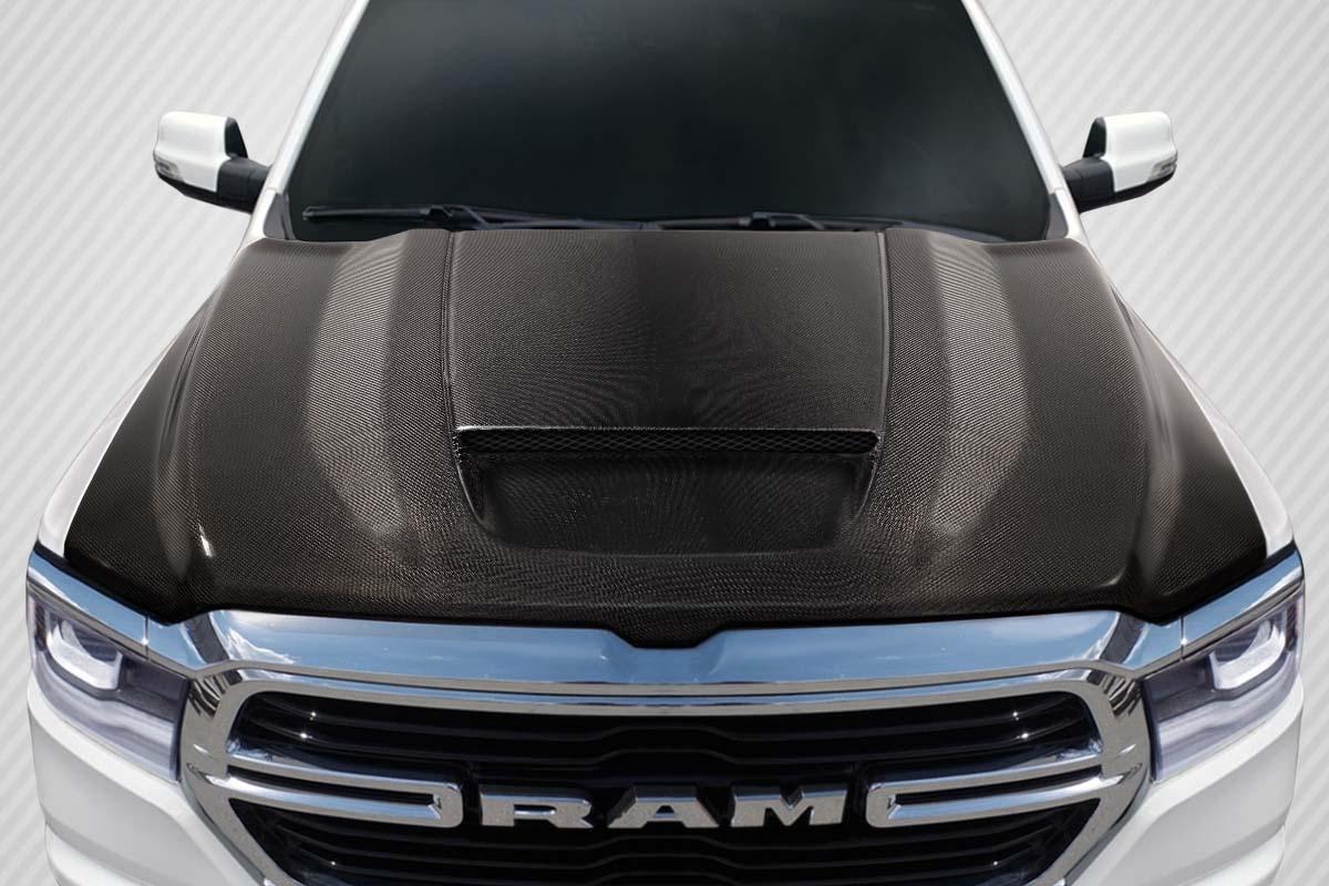 2019-2025 Dodge Ram Carbon Creations SRT Ram Air Carbon Fiber Hood - Image 1