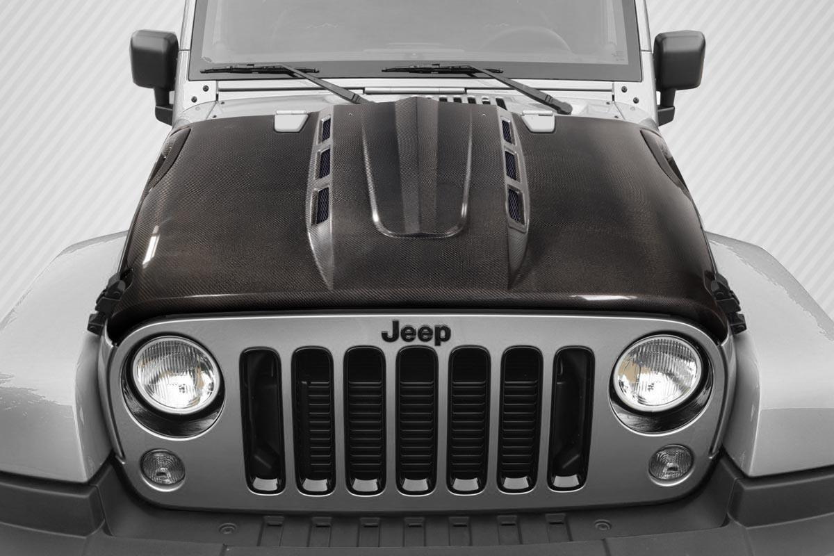 2007-2018 Jeep Wrangler Carbon Creations Avenger Carbon Fiber Hood - Image 1