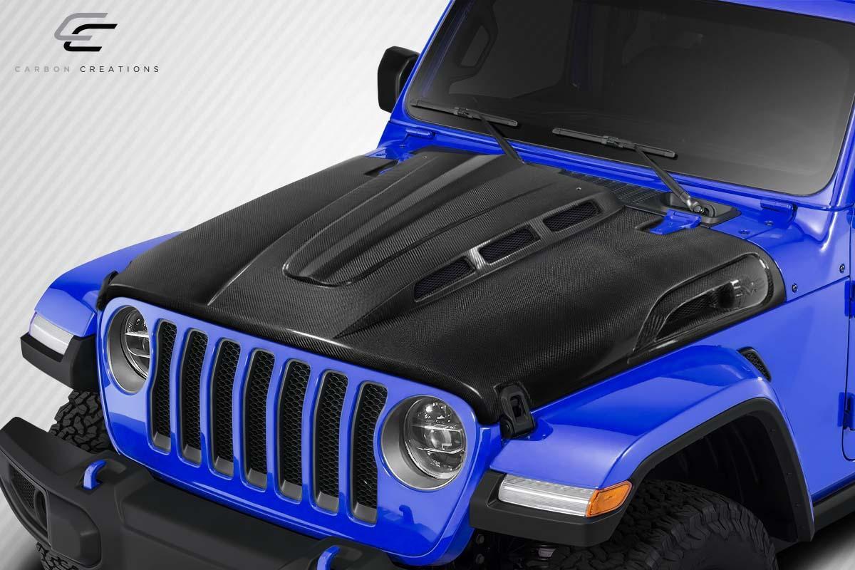 2007-2018 Jeep Wrangler Carbon Creations Avenger Carbon Fiber Hood - Image 2