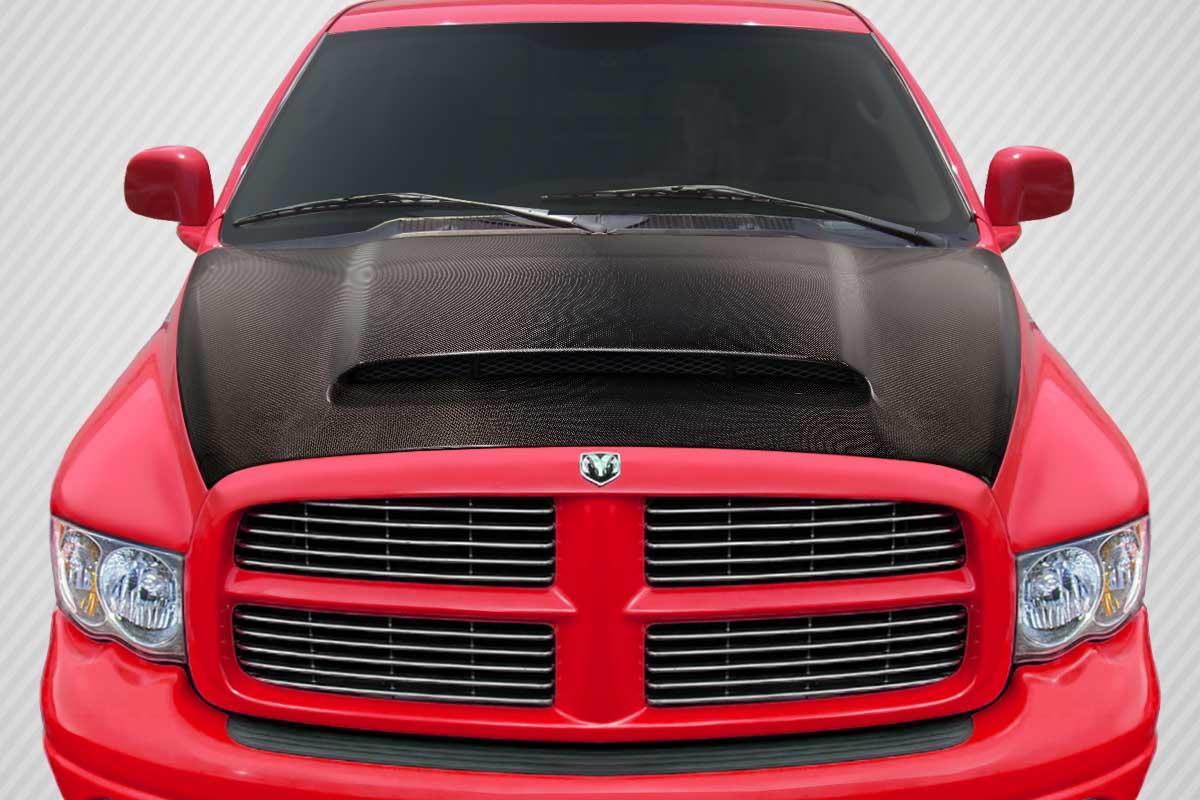 2002-2008 Dodge Ram Carbon Creations Demon Look Carbon Fiber Hood - Image 1