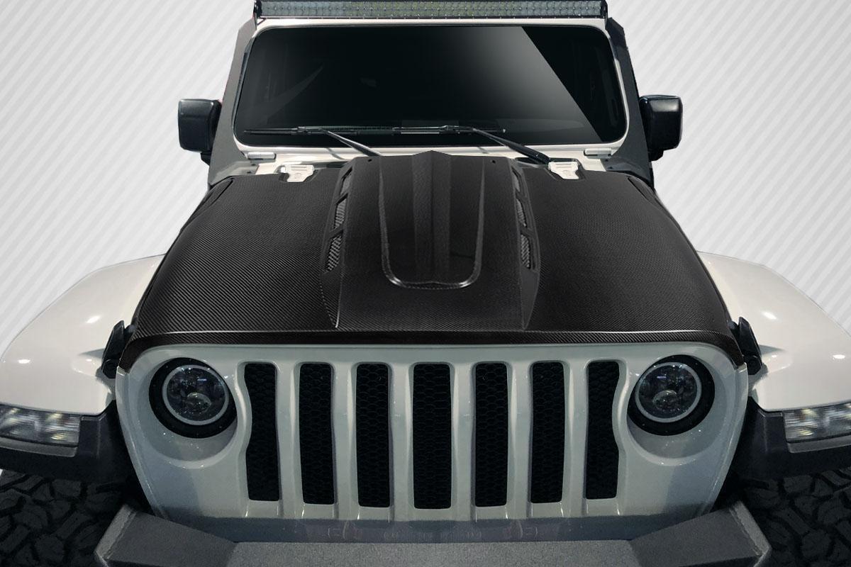 2018-2025 Jeep Wrangler Carbon Creations Energy Carbon Fiber Hood - Image 1