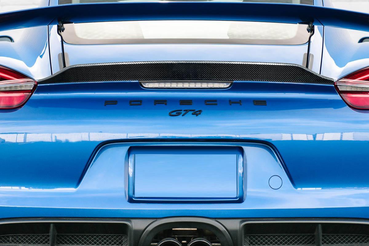 2014-2016 Porsche Cayman Carbon Creations GT4 Ducktail Carbon Fiber Rear Wing - Image 1