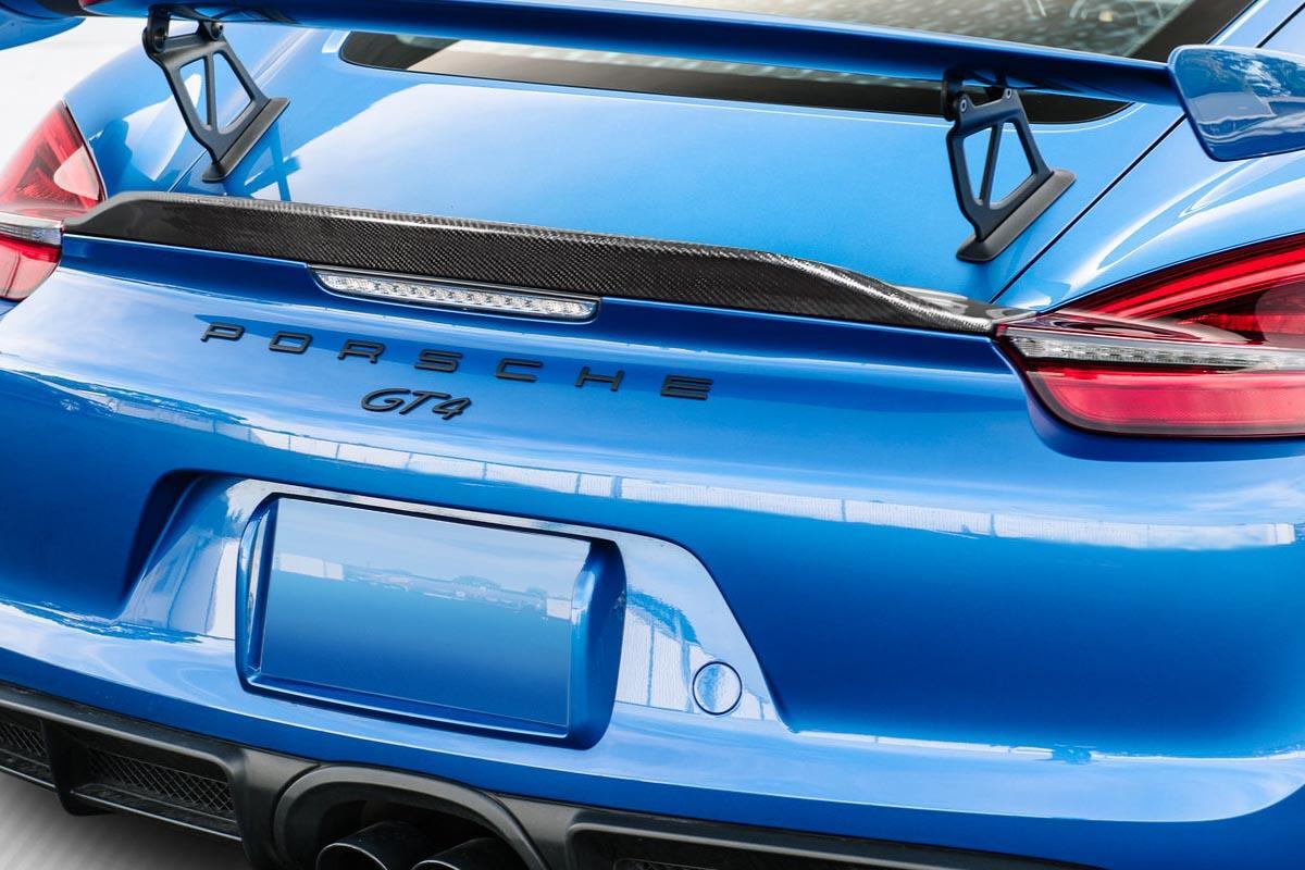 2014-2016 Porsche Cayman Carbon Creations GT4 Ducktail Carbon Fiber Rear Wing - Image 2