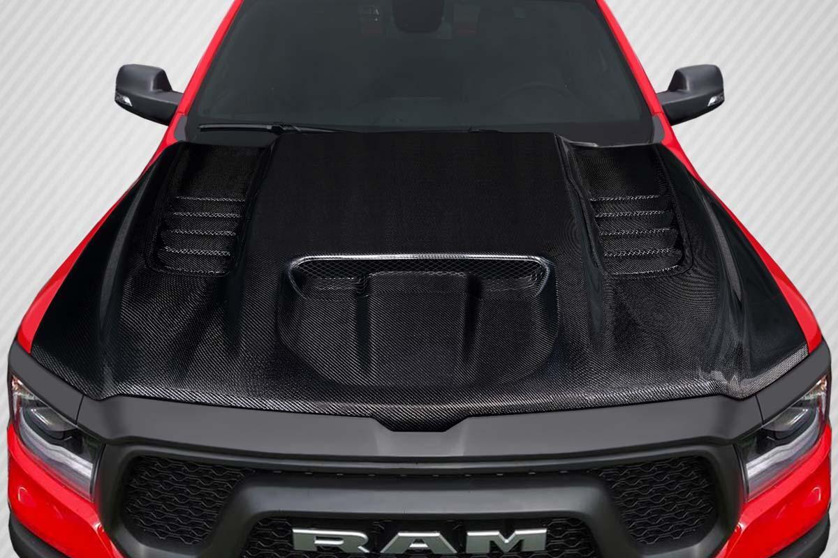 2019-2025 Dodge Ram Carbon Creations TRX Look Carbon Fiber Hood - Image 1
