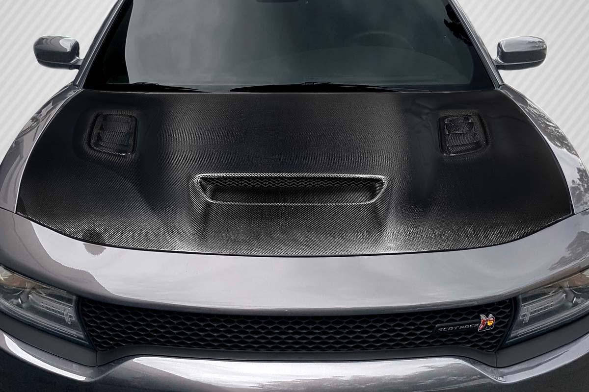 2015-2023 Dodge Charger Carbon Creations Hellcat Redeye Look Carbon Fiber Hood - Image 1