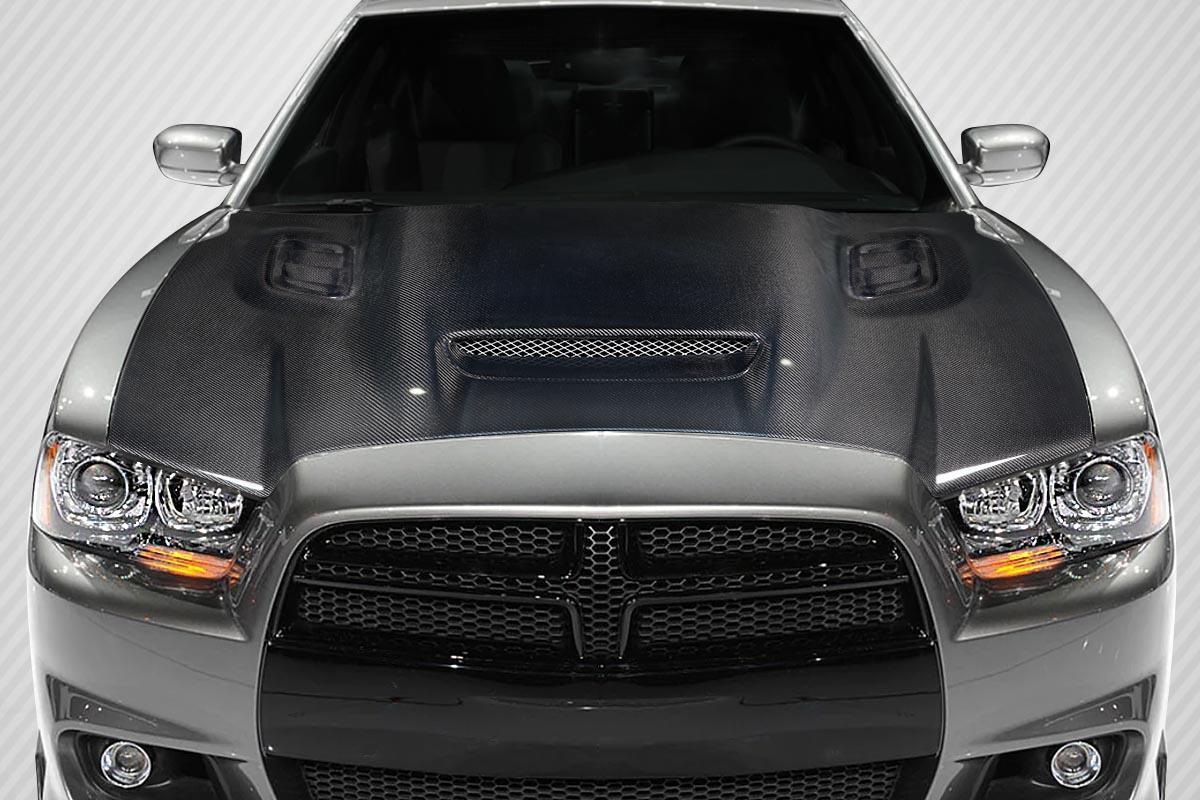 2011-2014 Dodge Charger Carbon Creations Hellcat Redeye Look Carbon Fiber Hood - Image 1
