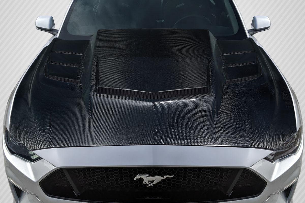 2018-2023 Ford Mustang Carbon Creations Interceptor Carbon Fiber Hood - Image 1