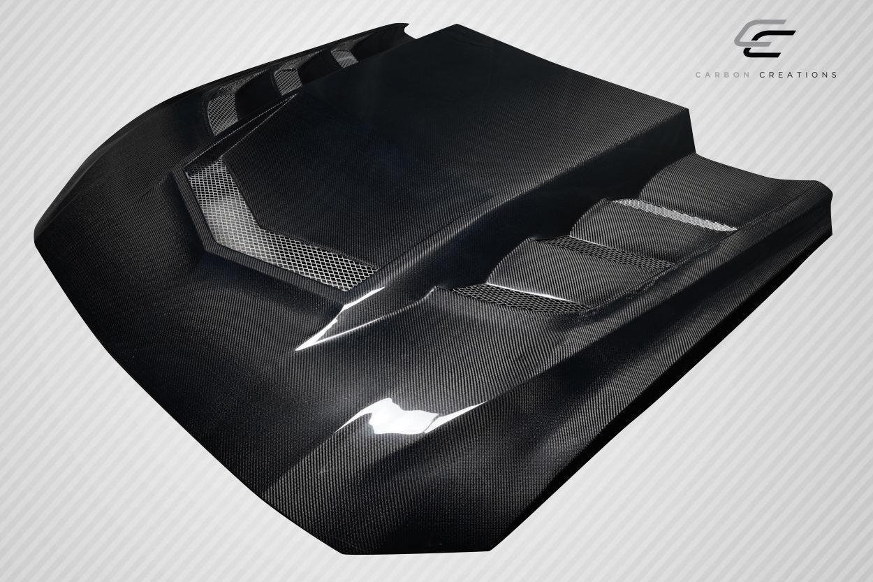 2018-2023 Ford Mustang Carbon Creations Interceptor Carbon Fiber Hood - Image 3