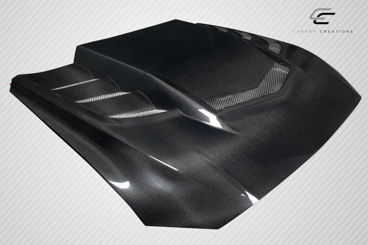 2018-2023 Ford Mustang Carbon Creations Interceptor Carbon Fiber Hood - Image 4