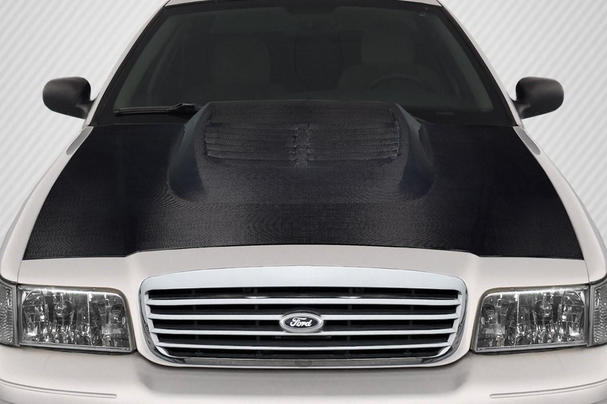1998-2011 Ford Crown Victoria Carbon Creations GT500 Look Carbon Fiber Hood - Image 1