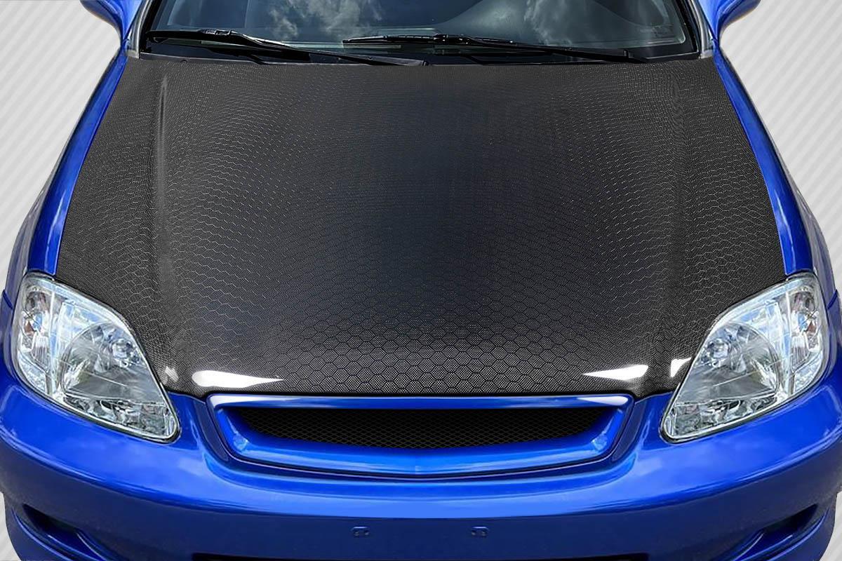 1999-2000 Honda Civic Carbon Creations OEM Look Carbon Fiber Hood - Image 1