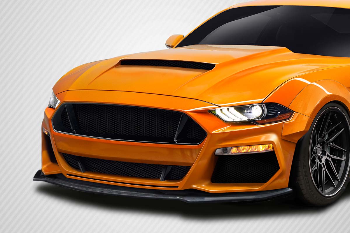 2019 Ford Mustang 0 Front Lip-Add On Body Kit - 2018-2019 Ford Mustang Carbon Creations Grid Front Lip Under Spoiler - 1 Piece