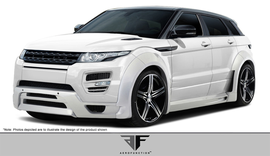 2012-2015 Land Rover Range Rover Evoque Dynamic 5DR AF-1 Wide Body Complete Kit ( GFK ) - 21 Piece - Includes AF-1 Front Add On Spoiler (108733) AF-1 Light Housings (108734) AF-1 Fender Flares (108735) AF-1 Side Skirts (108736) AF-1 Rear Diffuser (108737)