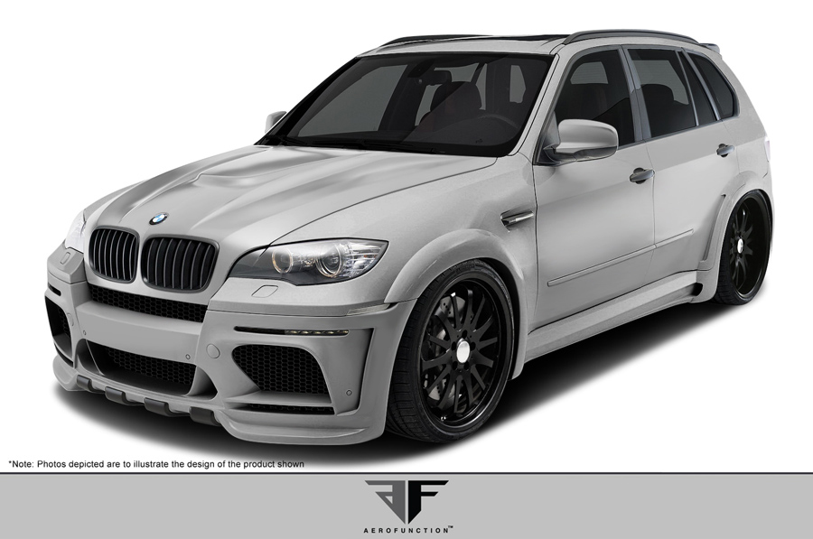 2010-2013 BMW X5M E70 AF-1 Wide Body Complete Kit ( GFK ) - 10 Piece - Includes - AF-1 Wide Body Front Bumper Cover (108739) AF-1 Wide Body Fender Flares (108740) AF-1 Wide Body Side Skirts (108741) AF-1 Wide Body Rear Bumper Cover (108742)