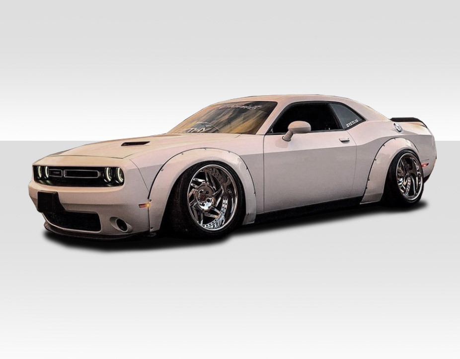 Fiberglass+ Kit Body Kit for 2008 Dodge Challenger   - 2008-2019 Dodge Challenger Duraflex Novara Wide Body Kit - 4 Piece - Includes Novara Wide Body Front Fender Flares (112459), Novara Wide Body Rear Fender Flares (112460)