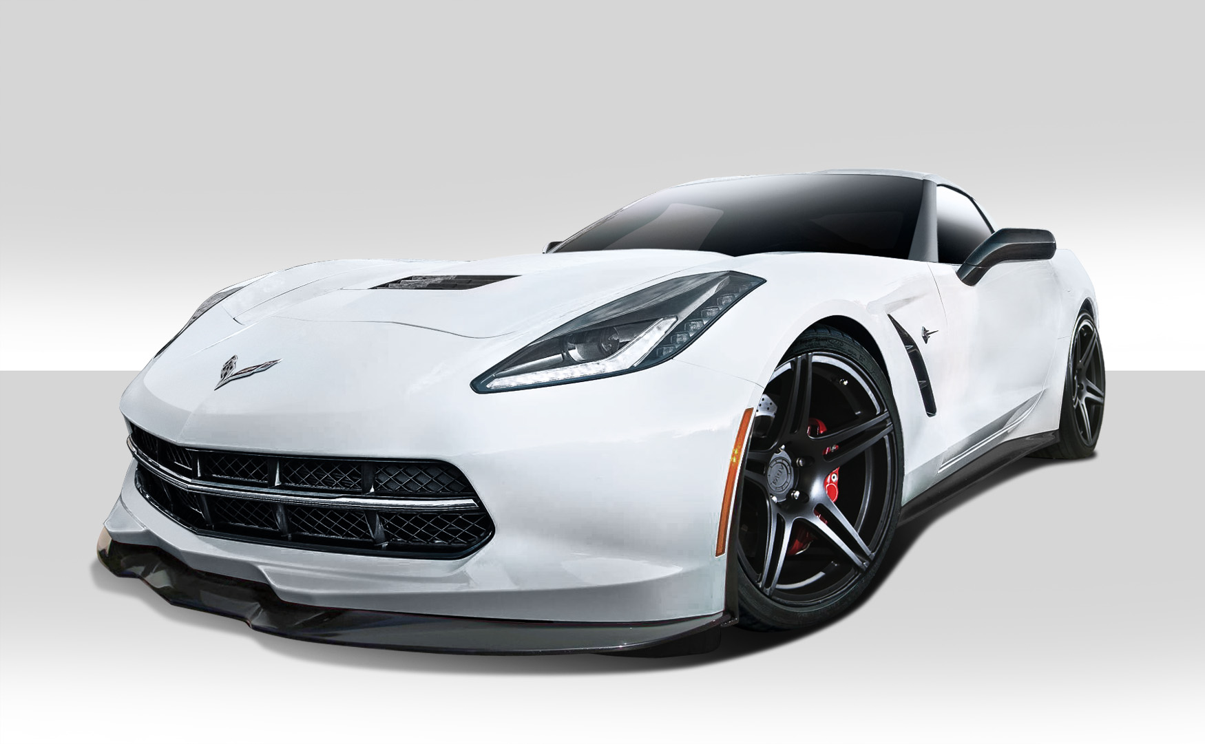 Fiberglass+ Kit Body Kit for 2014 Chevrolet Corvette 0  - 2014-2019 Chevrolet Corvette C7 Duraflex Apex Body Kit - 7 Piece - Includes Apex Front Splitter (112367), Apex Side Splitters (112366), GT Concept Rear Diffuser (112436)