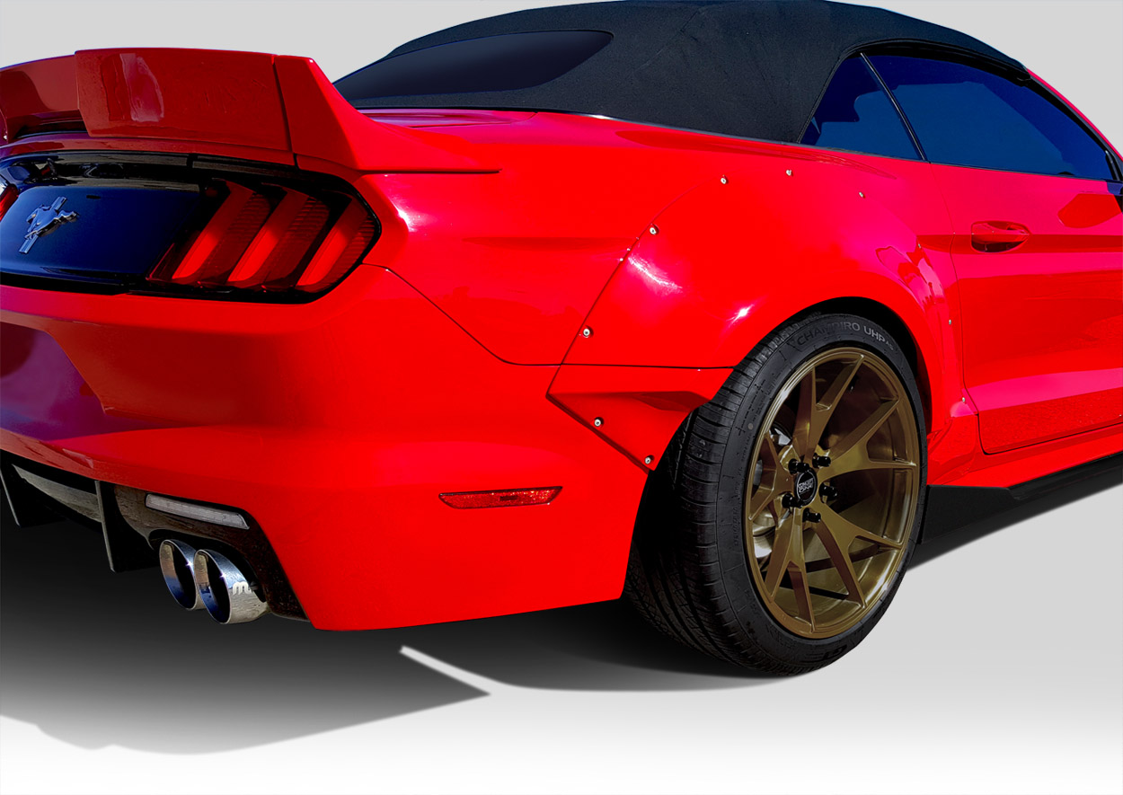 Fiberglass+ Fender Flare Body Kit for 2015 Ford Mustang 0  - 2015-2019 Ford Mustang Duraflex Grid Wide Body Rear Fender Flares - 4 Piece