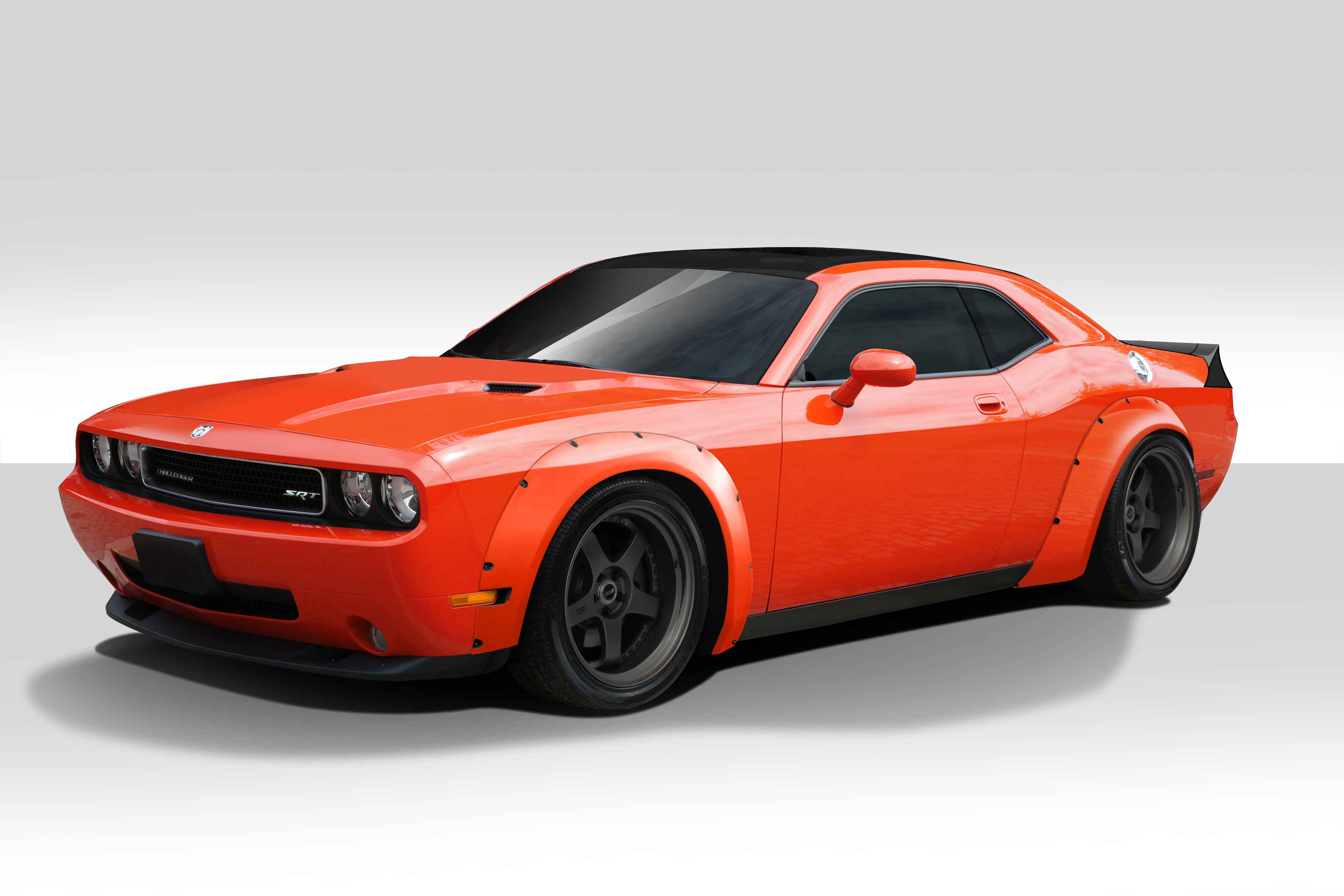 Fiberglass+ Kit Body Kit for 2008 Dodge Challenger 0  - 2008-2019 Dodge Challenger Duraflex Novara Wide Body Kit - 7 Piece - Includes Novara Wide Body Front Fender Flares (112459) Novara Wide Body Rear Fender Flares (112460) Novara Wing (113231)