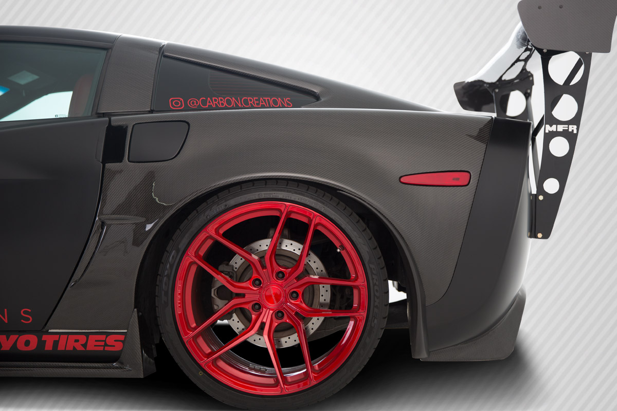 2005 Chevrolet Corvette 0 Carbon Fiber Fender Flare Body Kit - 2005-2013 Chevrolet Corvette C6 Carbon Creations ZR1 Look Rear Fenders - 2 Piece