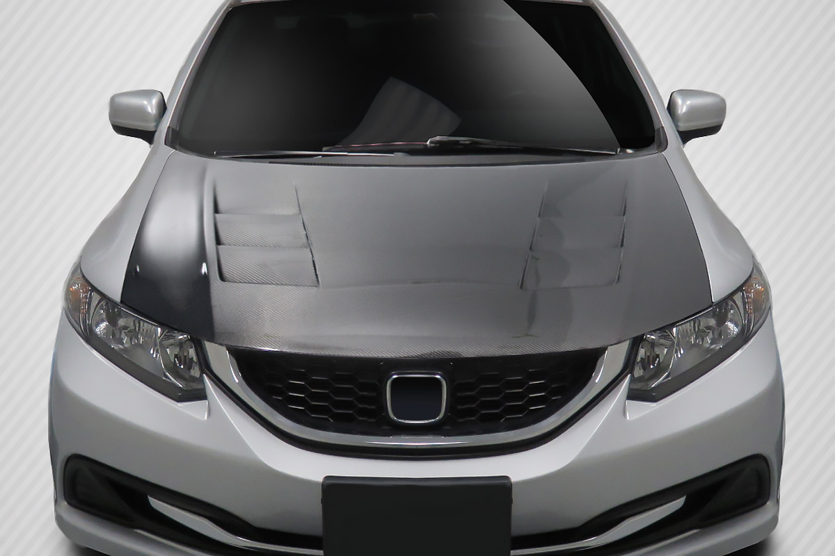 Carbon Fiber Hood Body Kit for 2013 Honda Civic 4DR  - 2012-2015 Honda Civic 4DR Carbon Creations TS-1 Hood - 1 Piece