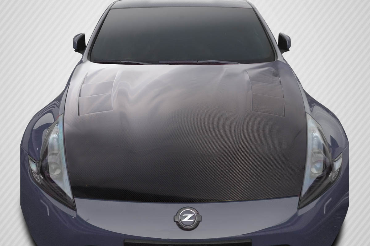 2012 Nissan 370Z 0 Carbon Fiber Hood Body Kit - 2009-2019 Nissan 370Z Z34 Carbon Creations TS-1 Hood - 1 Piece