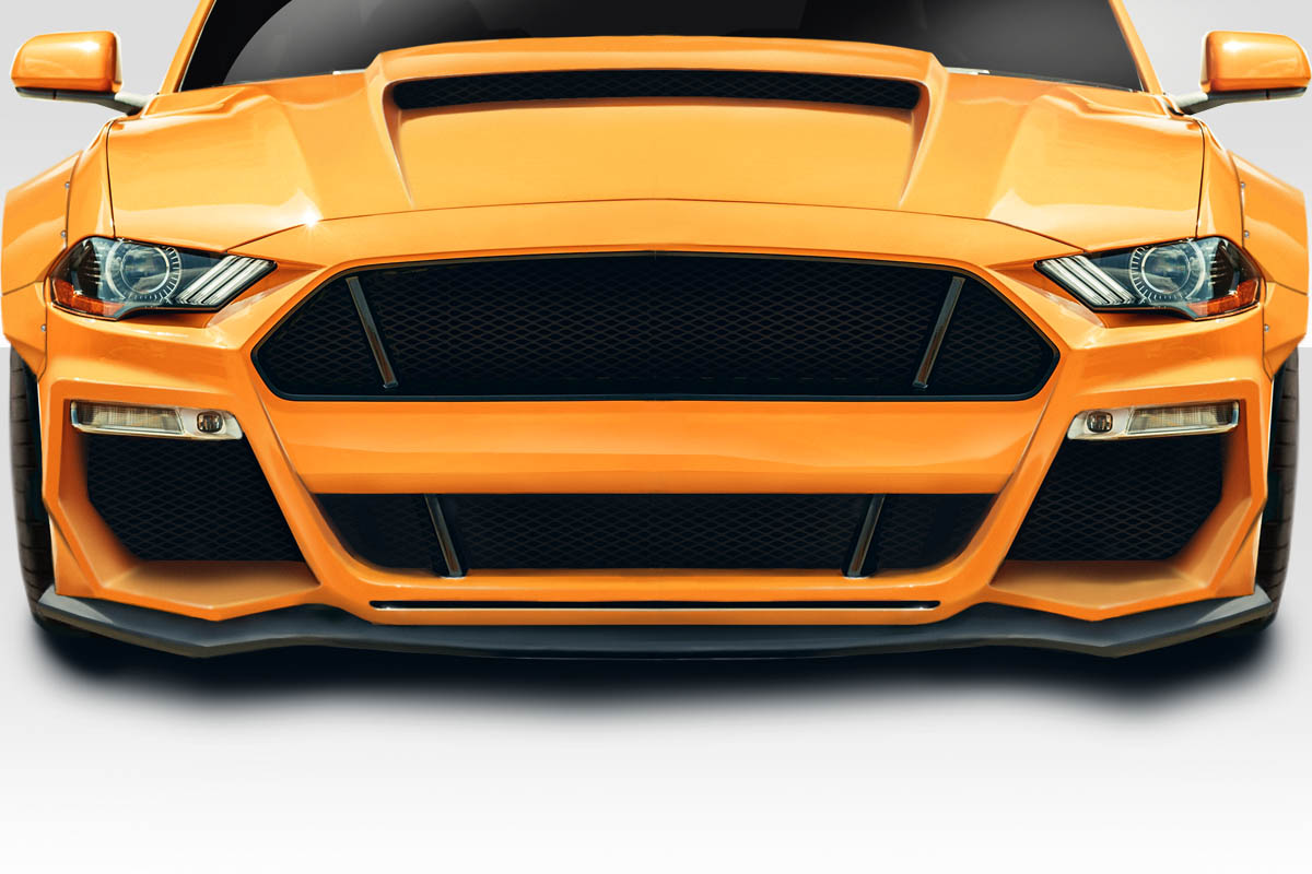 2019 Ford Mustang 0 Fiberglass+ Front Lip-Add On Body Kit - 2018-2019 Ford Mustang Duraflex Grid Front Lip Under Spoiler - 1 Piece