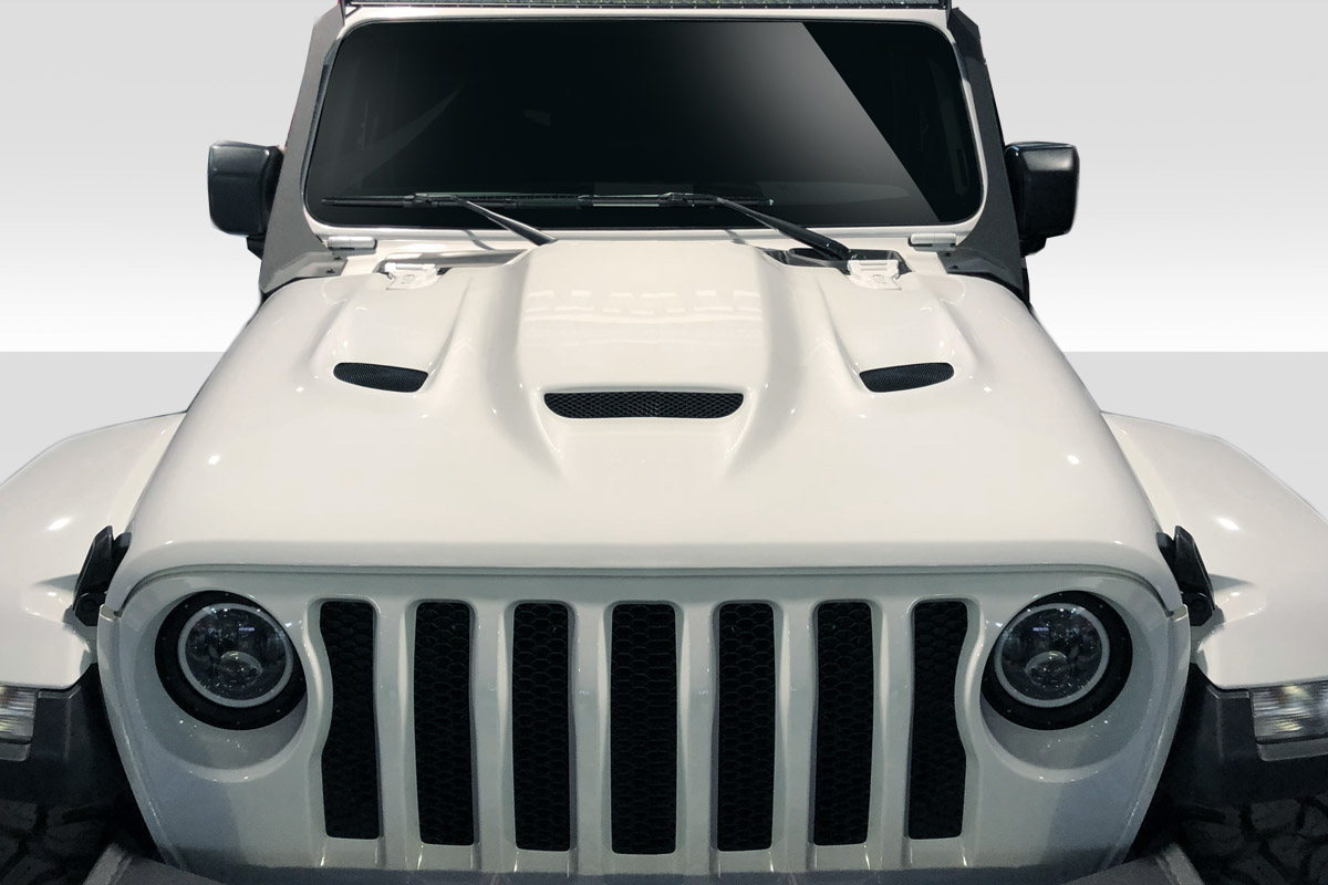 2019 Jeep Wrangler 0 Fiberglass+ Hood Body Kit - 2019-2019 Jeep Wrangler Duraflex Hellcat Look Hood - 1 Piece