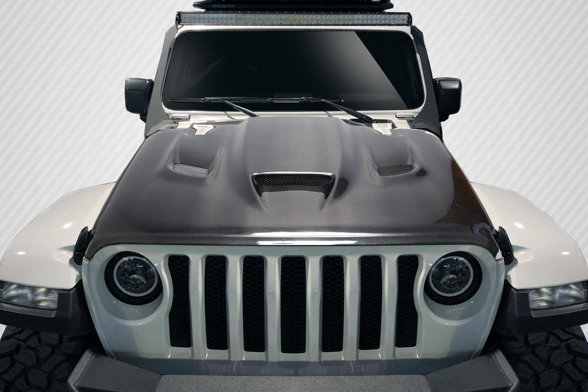 2019 Jeep Wrangler 0 Carbon Fiber Hood Body Kit - 2019-2019 Jeep Wrangler Carbon Creations Hellcat Look Hood - 1 piece